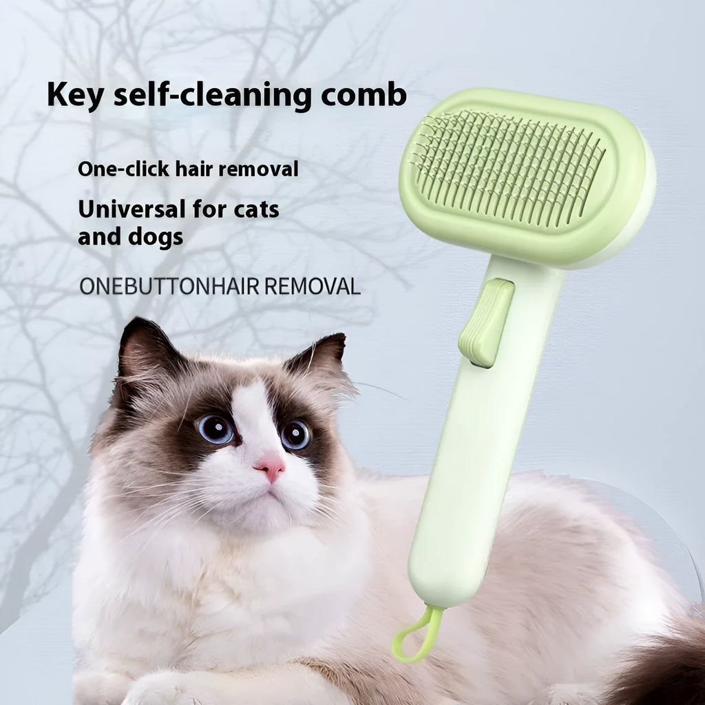 Large pet hair removal comb with floating blades in light green, pink or light grey colour options