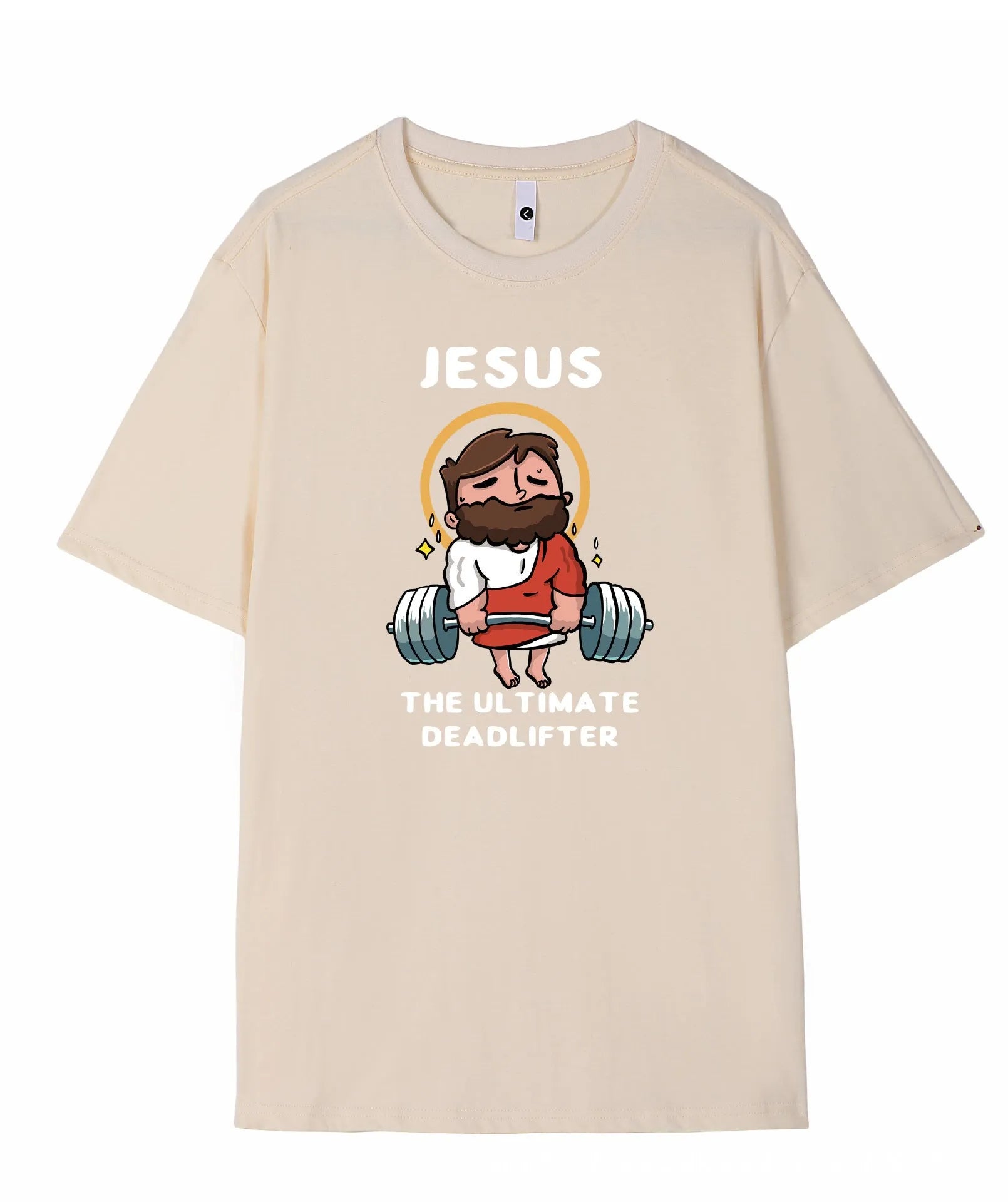 Custom pure cotton short sleeve T-shirt for summer, shown in one of seven colour options including apricot, black, and matcha green.