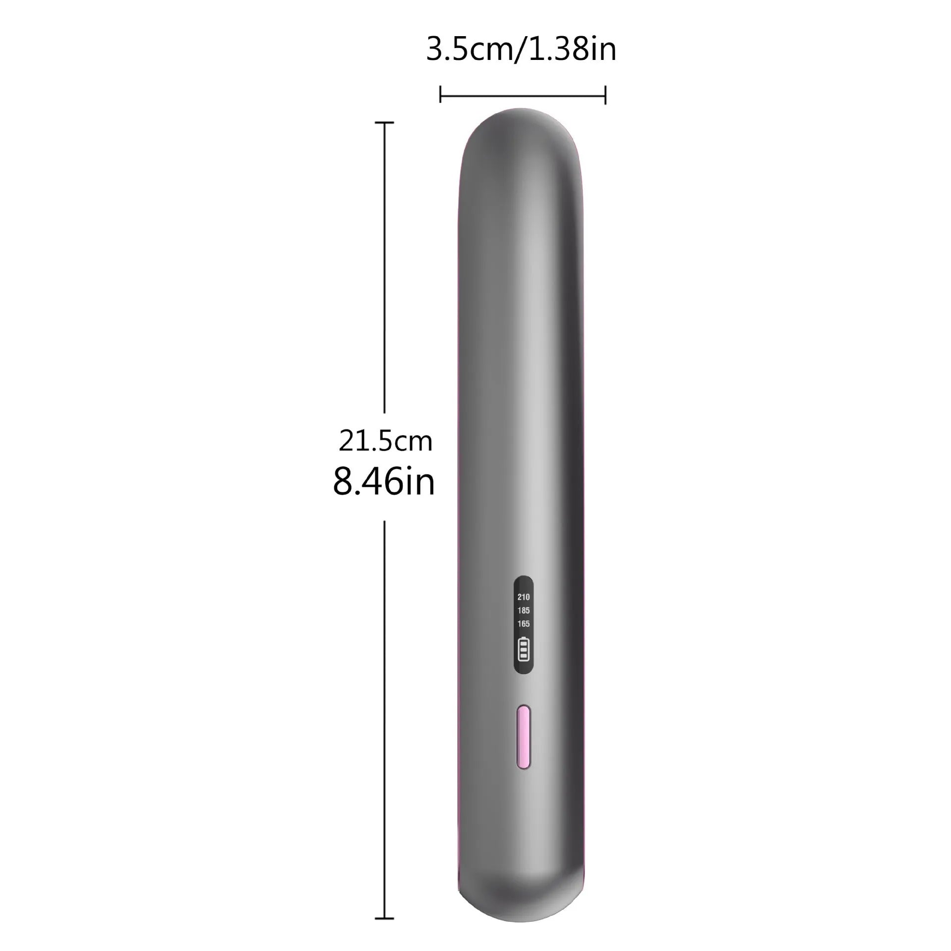 Moon shadow gray wireless hair straightener with tourmaline ceramic plates and temperature control dial