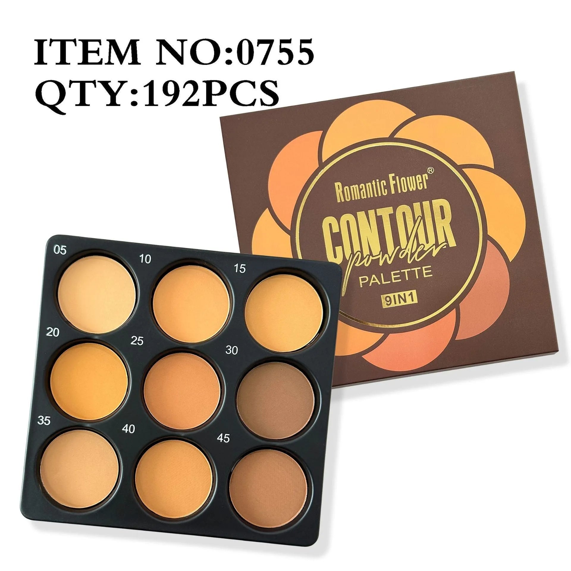 Dark matte makeup palette with nine colours and a repair disk.