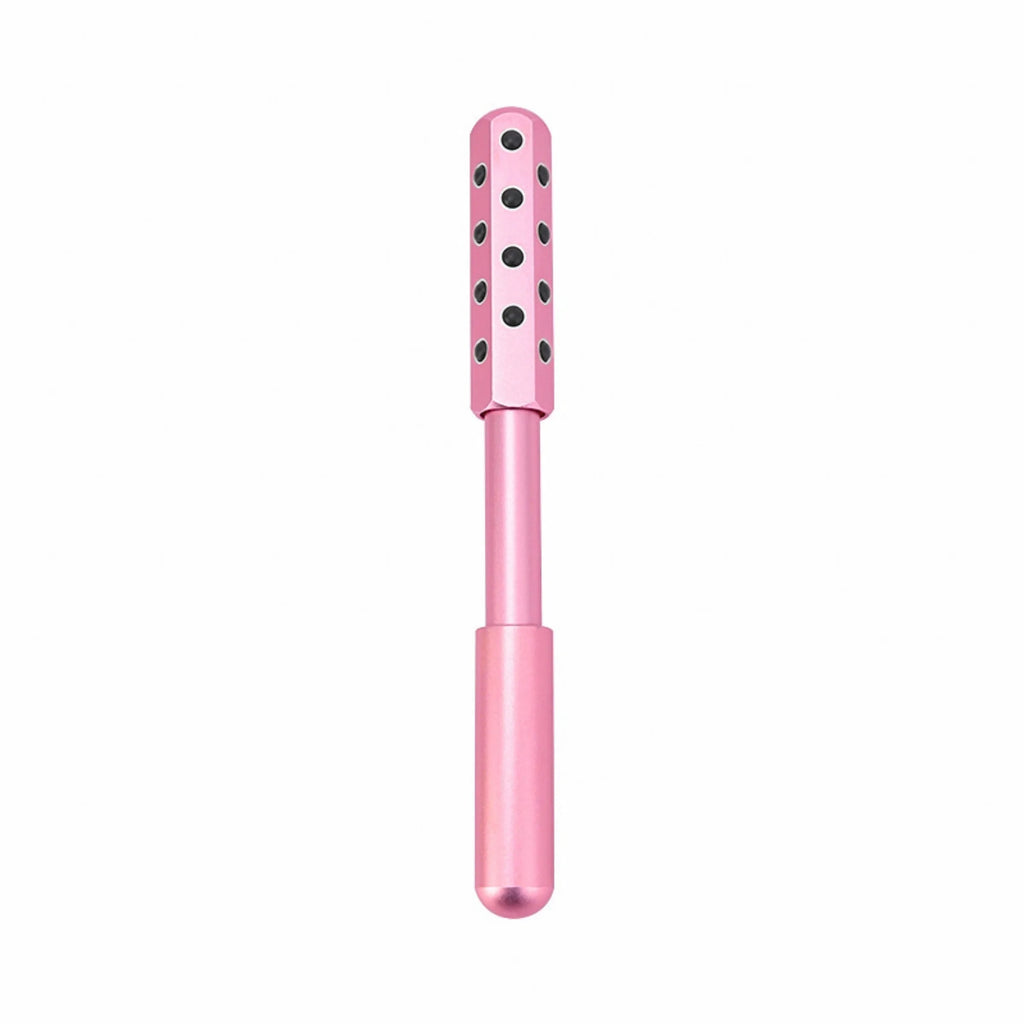 Germanium particles roller massage instrument with purple stainless steel handle for facial care