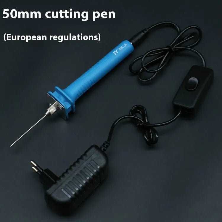 Blue electric heating cutter with plastic handle for cutting foam polystyrene and pearl cotton boards
