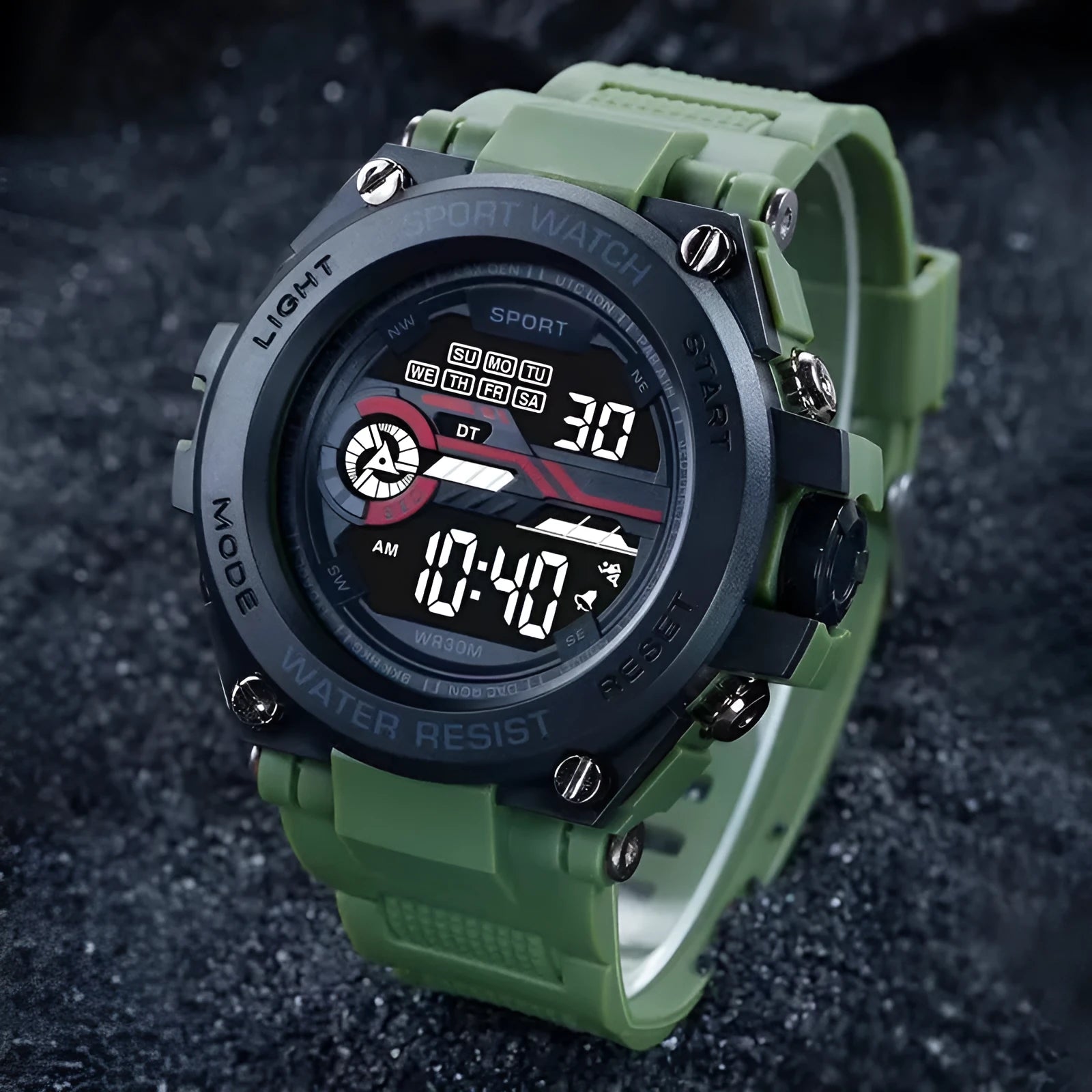 Electronic digital watch with LED display for teenagers in multiple colour options
