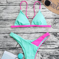 Women's patterned nylon swimsuit briefs bikini set with matching bra in European American style