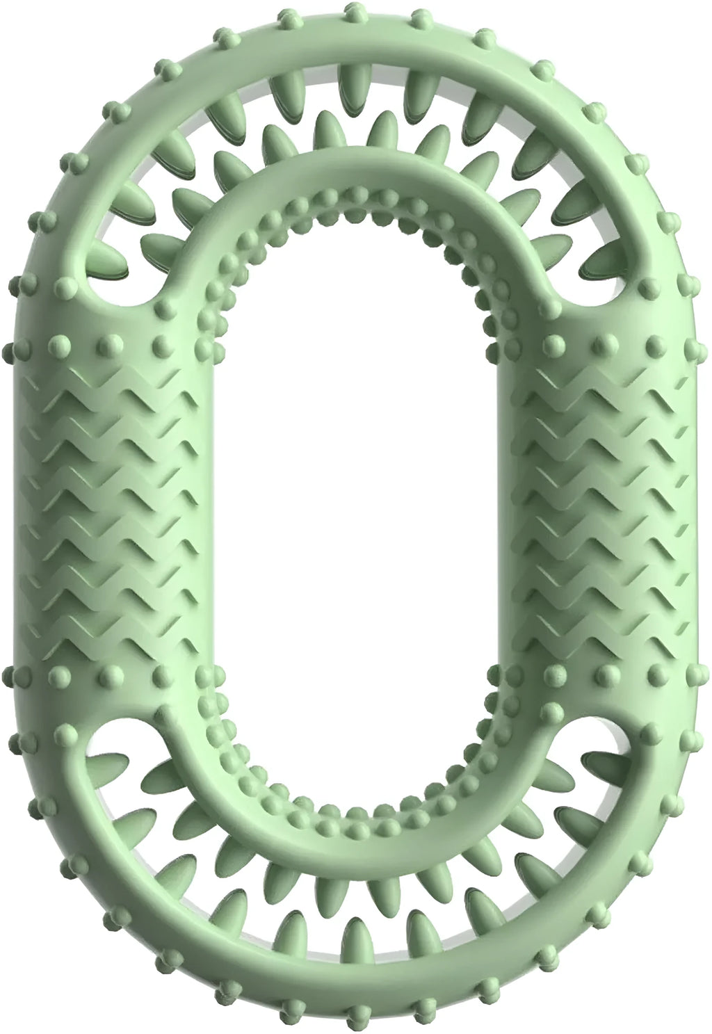 Blue durable rubber O-ring dog chew toy with dental cleaning ridges for aggressive chewers
