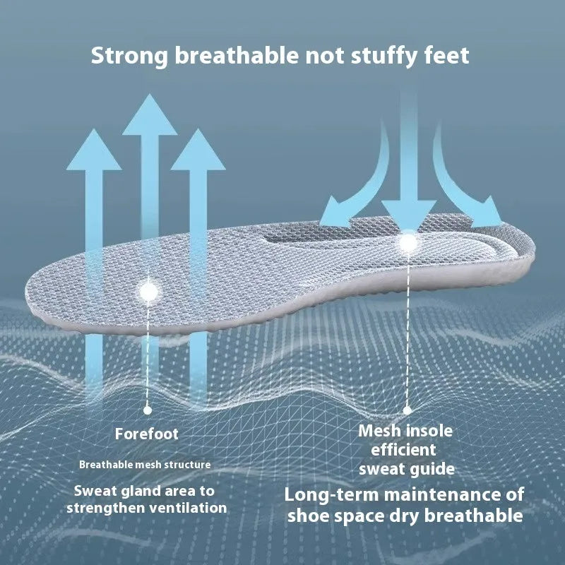 A pair of soft grey PU foam sports insoles with a trimmable edge design on a white background.