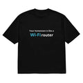 Men's black loose fit T-shirt with a 3D digital printed cartoon design on the front.