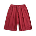 Loose fit cropped workwear trousers in wide-leg design with micro-elastic waistband