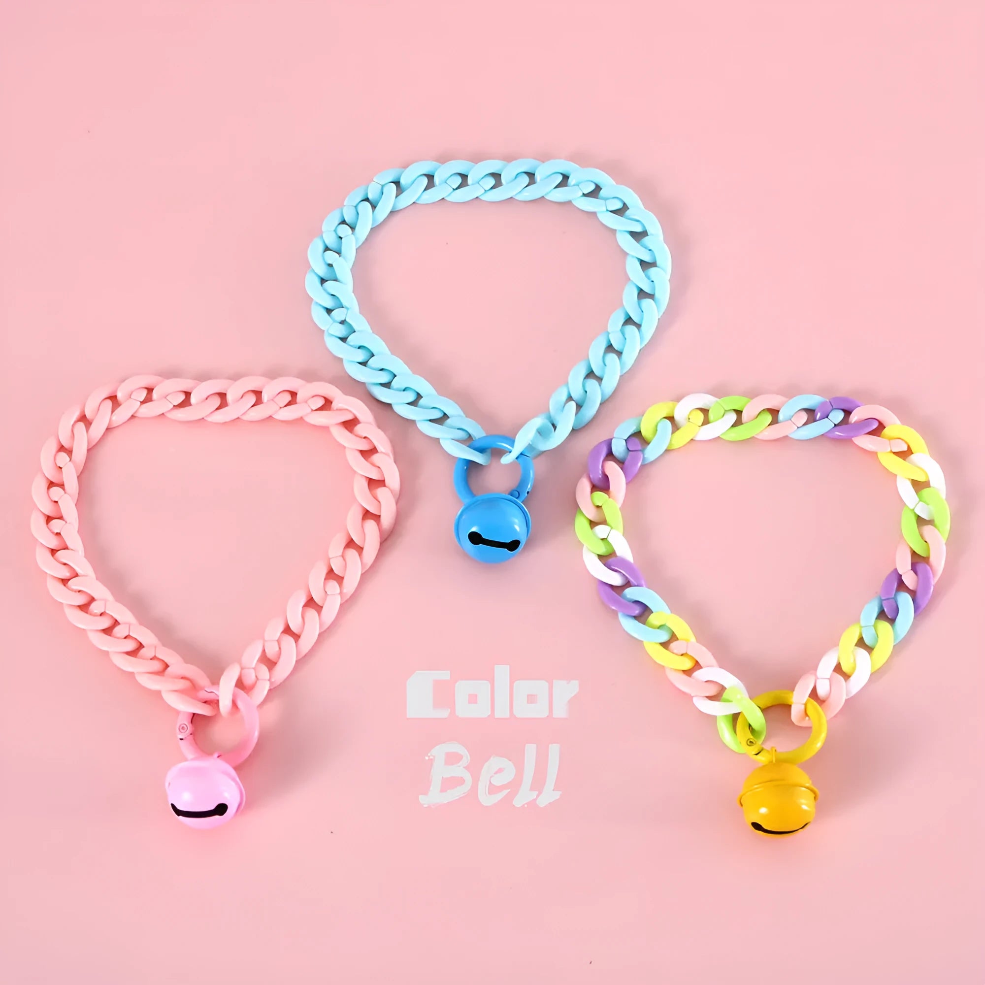 Adjustable pet collar with plastic macaron pendant in candy colours for cats, dogs, and rabbits