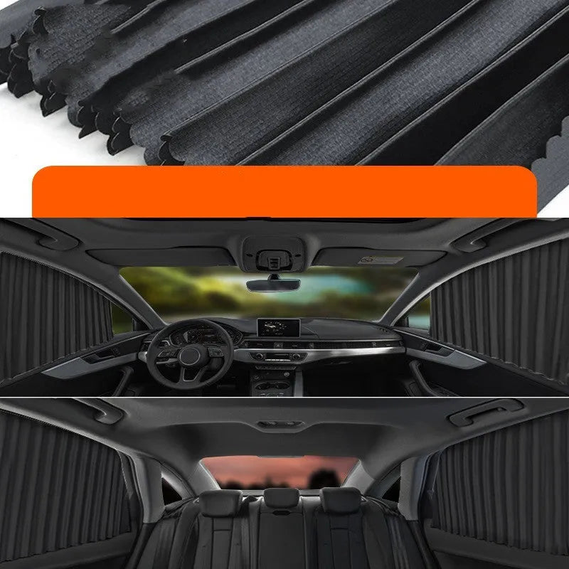 Auto retractable car sunshade roller blind in thick opaque cloth material