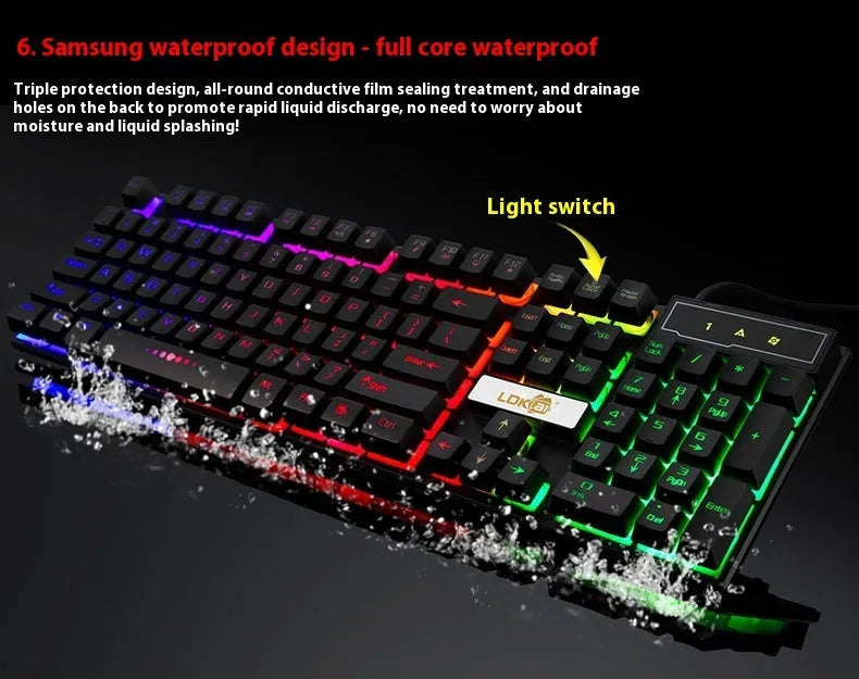 Black braided USB cable with integrated lighting strip for gaming keyboards