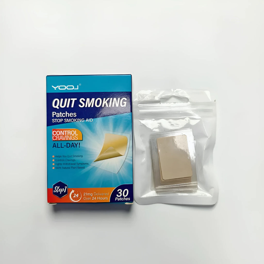 Box of 30 plant extract nicotine patches for smoking cessation with transdermal delivery system
