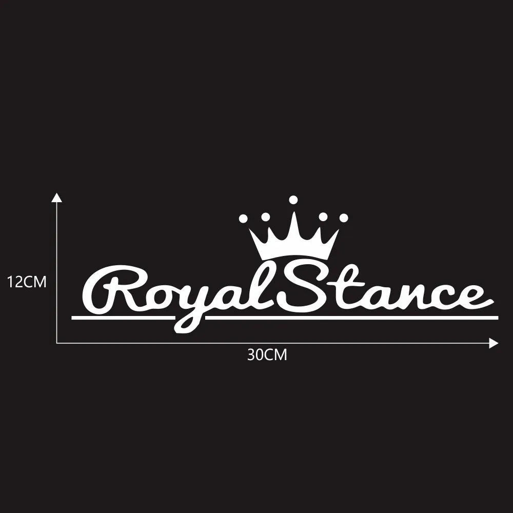 Reflective crown-shaped car sticker on a vehicle window, showing black, white, and colourful design options.
