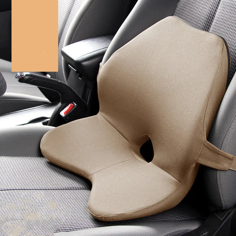 Car seat waist support cushion with adjustable straps in a choice of colours