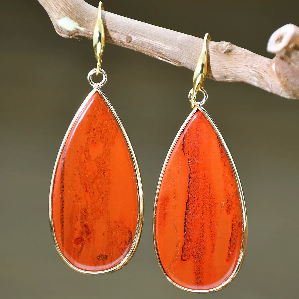 Vintage long water drop stone earrings in five natural colours including pink crystal and amethyst
