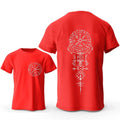 Men's grey Viking rune compass graphic printed on the front of a pure cotton T-shirt.