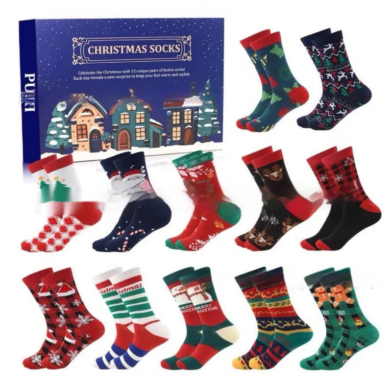 Christmas socks blind box containing random resin plastic ornament for holiday decorations