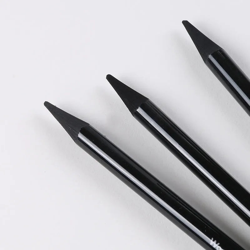 Set of 6 graphite and 3 carbonized drawing pencils on suction card packaging with wooden shell