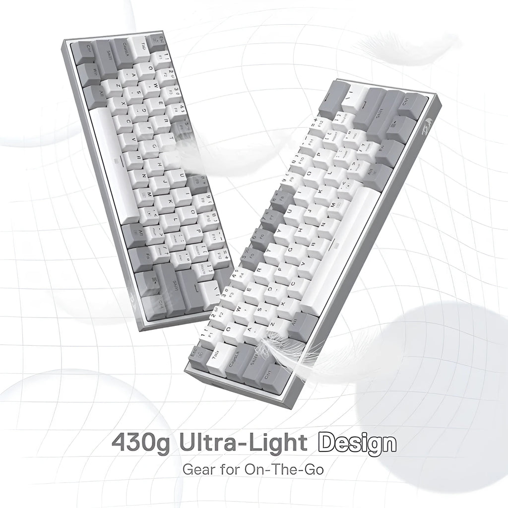 K617 RGB mechanical keyboard with white pink colour scheme showing backlit keys and multimedia function buttons