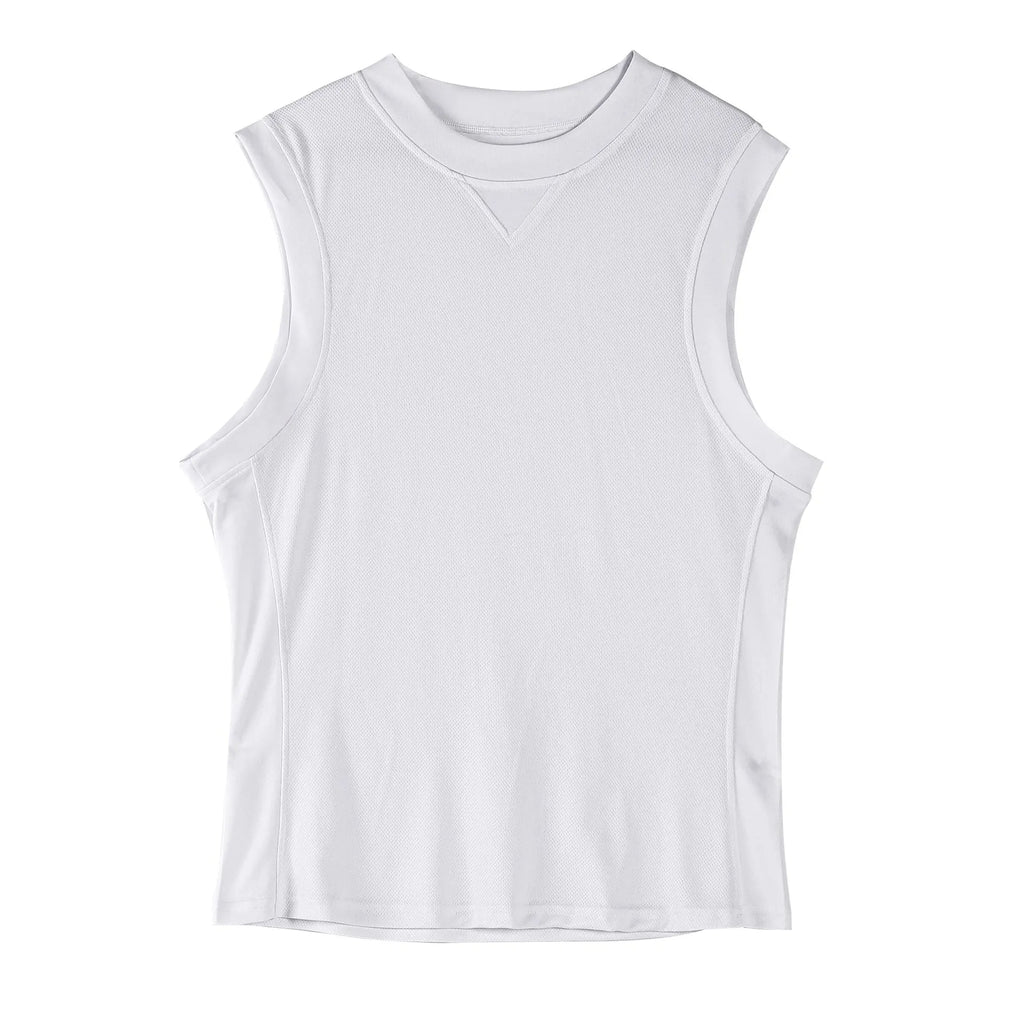 Men's loose-fit sports vest in black polyester fabric for summer fitness activities