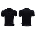 Men's slim fit cotton short sleeve T-shirt with stand-up collar and metal belt detail in black and white colour options
