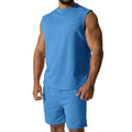 Men's sleeveless sports suit with cotton blend fabric in multiple solid colour options