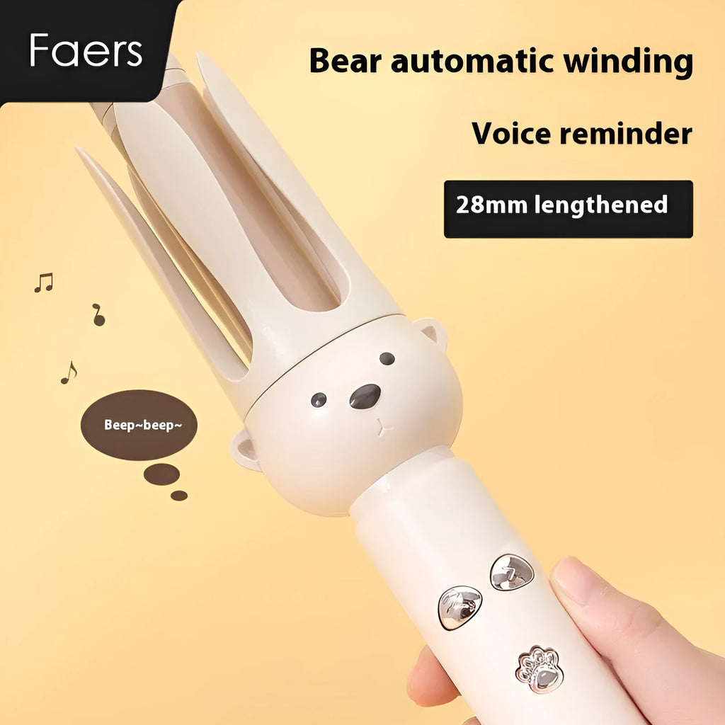 Beige anion automatic hair curler with negative ion technology and hair stick accessory