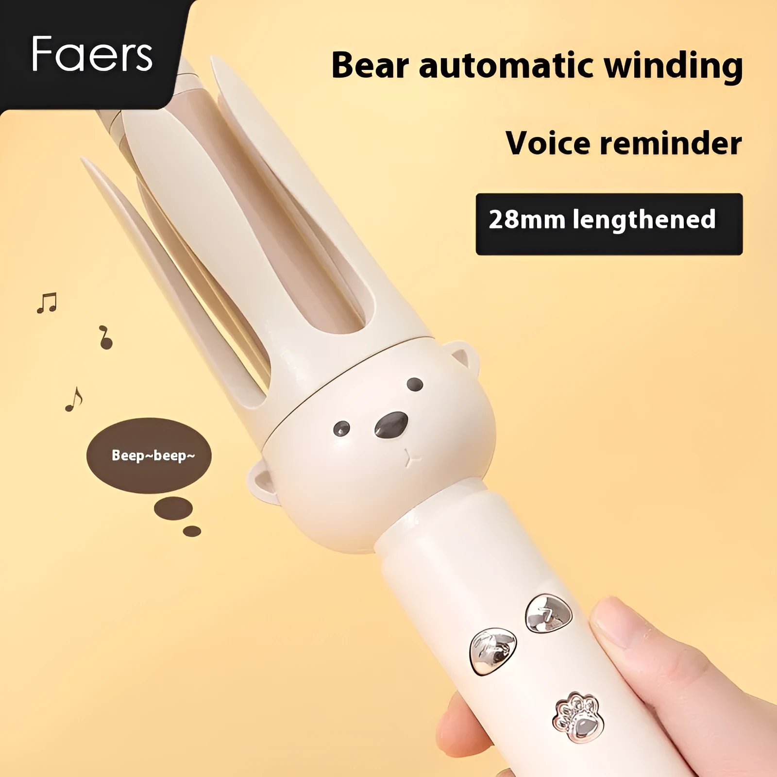 Beige anion automatic hair curler with negative ion technology and hair stick accessory