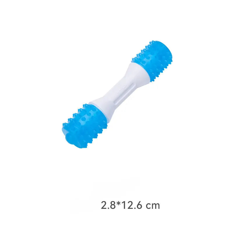 Dual-colour puppy teething chew toy in three sizes for dogs aged 2 to 8 months