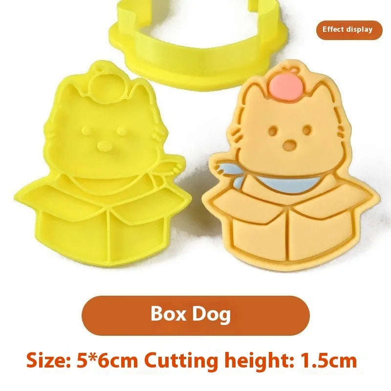 3D plastic puppy cartoon biscuit mould with seven design options