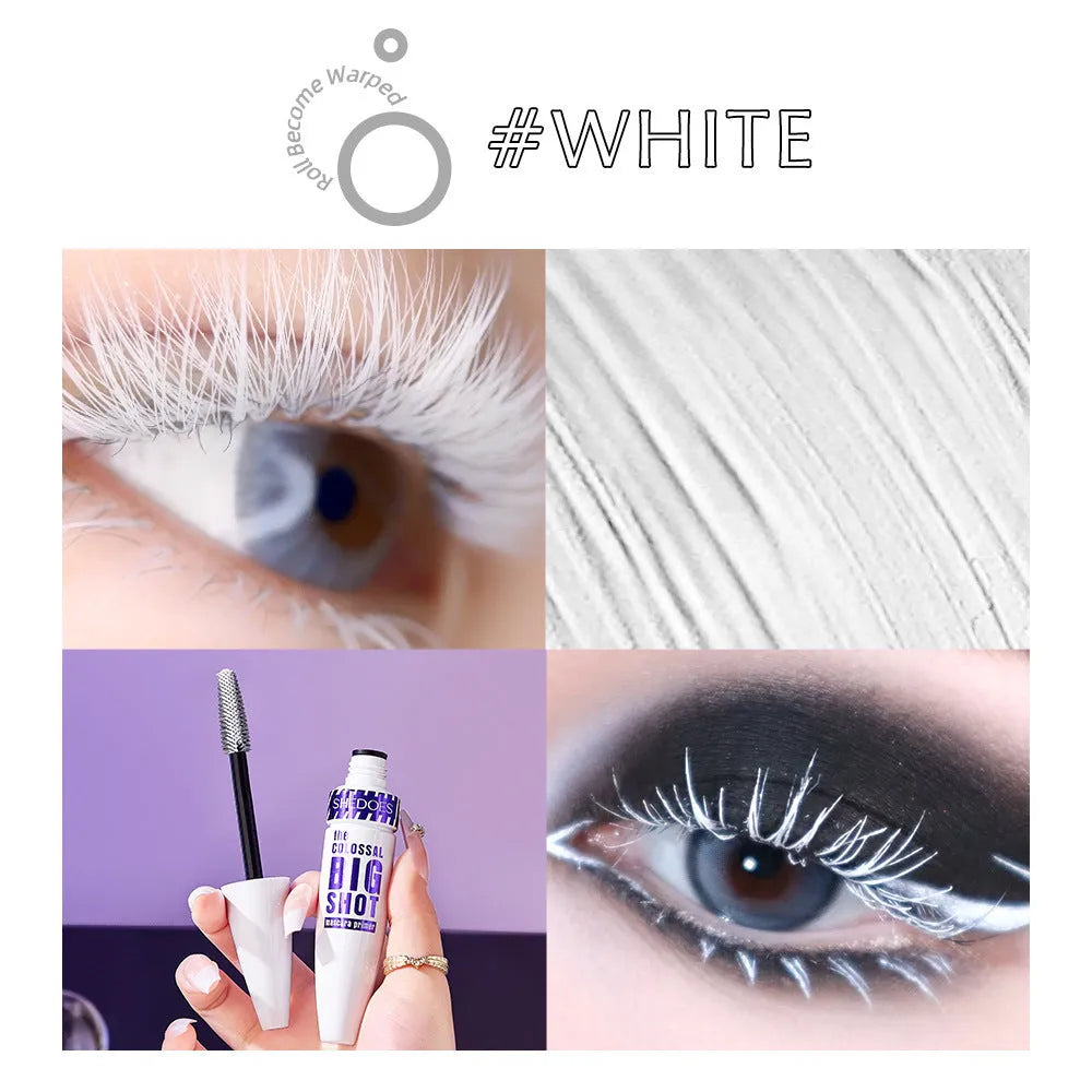 White waterproof mascara in 10ML tube with sweat-proof quick-drying properties for lash curling and shaping