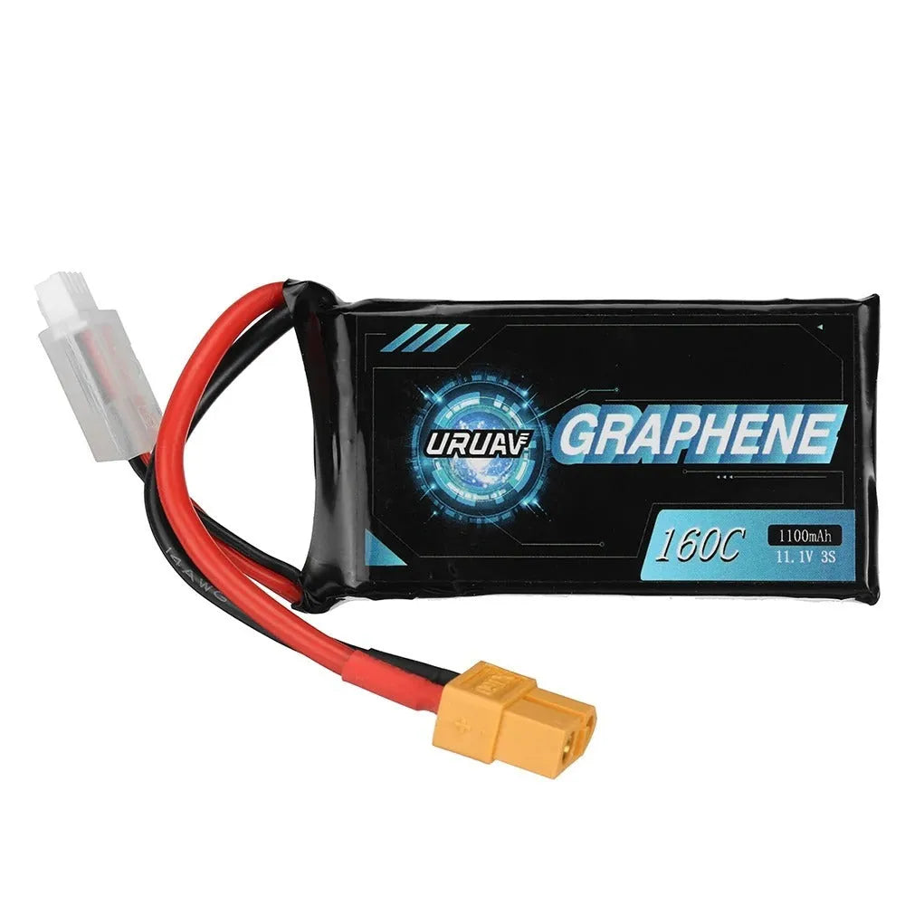 Black 7.4V 1200mAh 2S lithium polymer RC battery pack with connector
