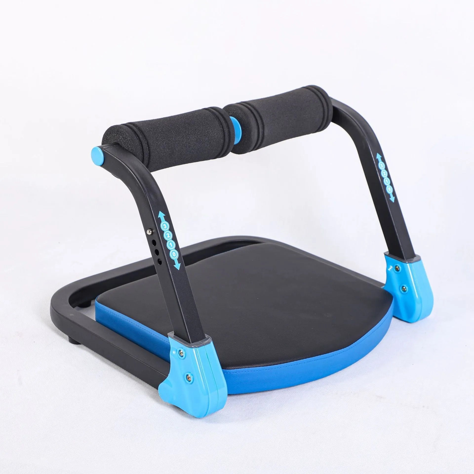 Mini abdominal exercise device in sky blue and red colour options for home and office fitness