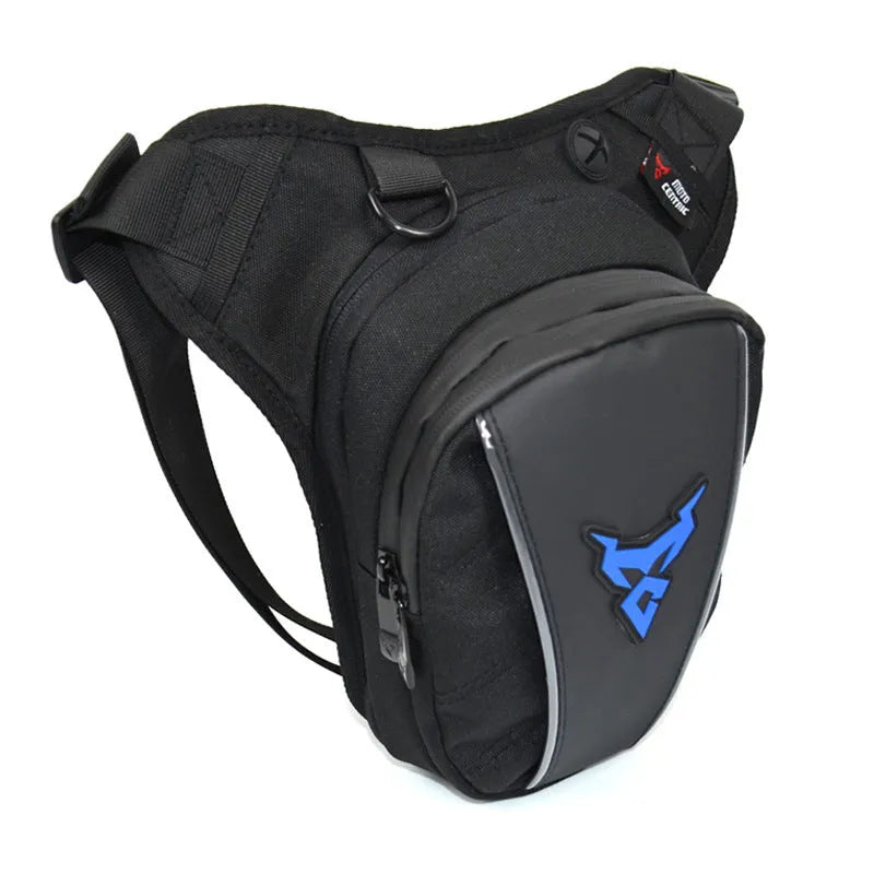 Motorcycle leg bag in 1200D Oxford cloth with crossbody shoulder waist attachment options