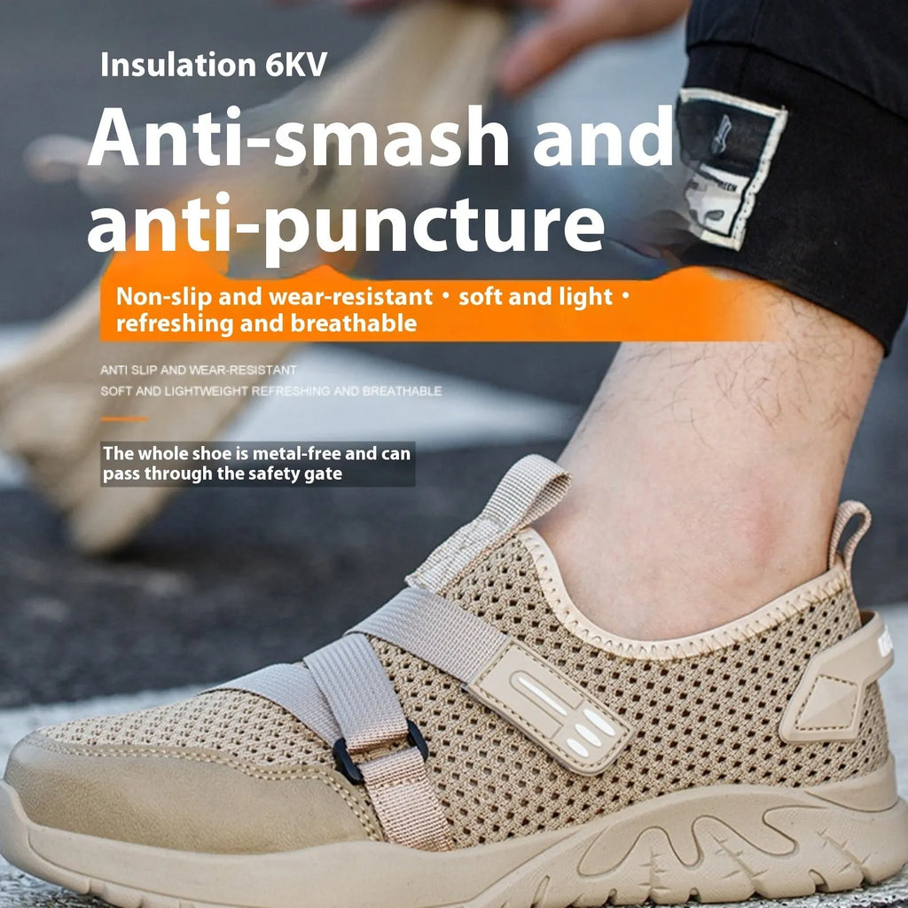 Grey work insulation safety shoes with anti-smash anti-puncture protection and rubber soles