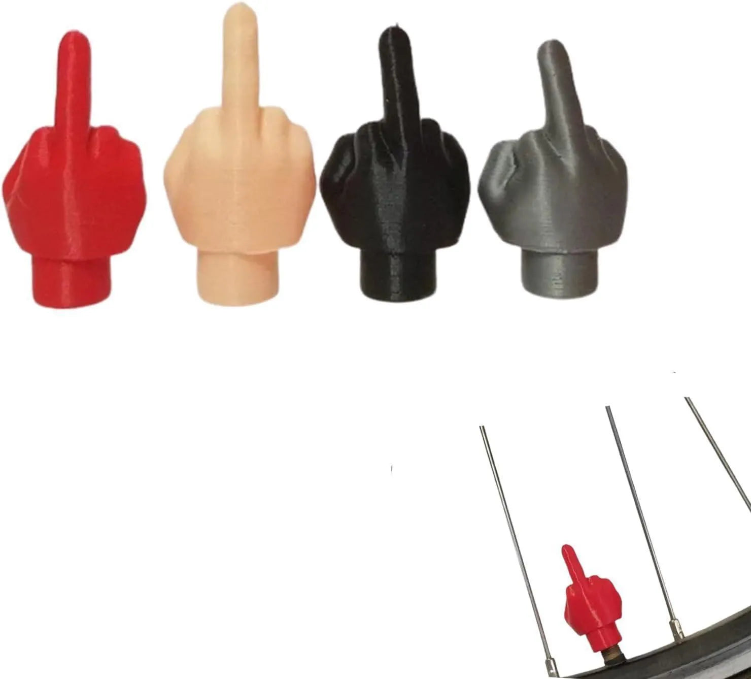 Four skin colour and four black latex car tyre valve caps for dust and moisture protection