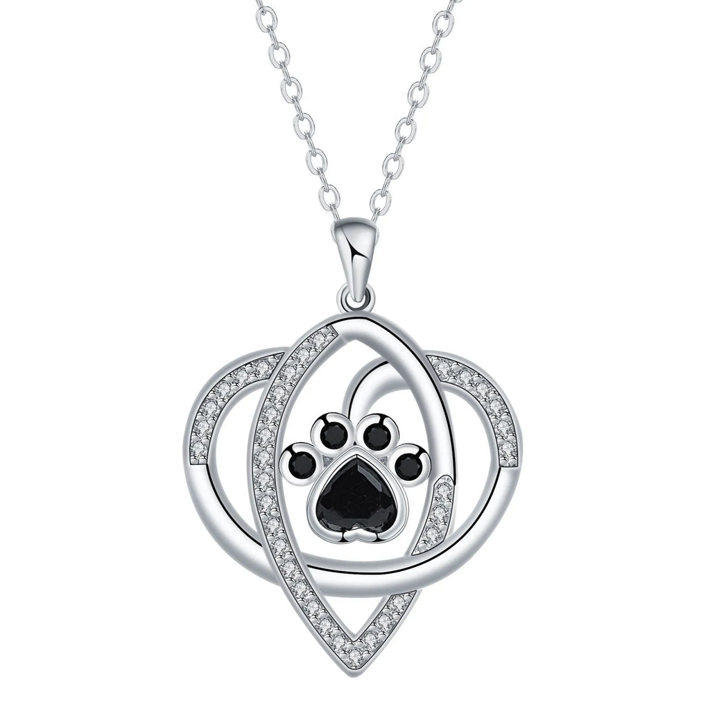 Women's copper necklace with dogs and cats footprints pendant on cross chain