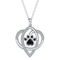 Women's copper necklace with dogs and cats footprints pendant on cross chain