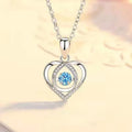 Blue diamond heart necklace and bracelet set with copper construction and adjustable chain
