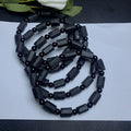 Natural black tourmaline rough stone bracelet with 9mm beads unisex design