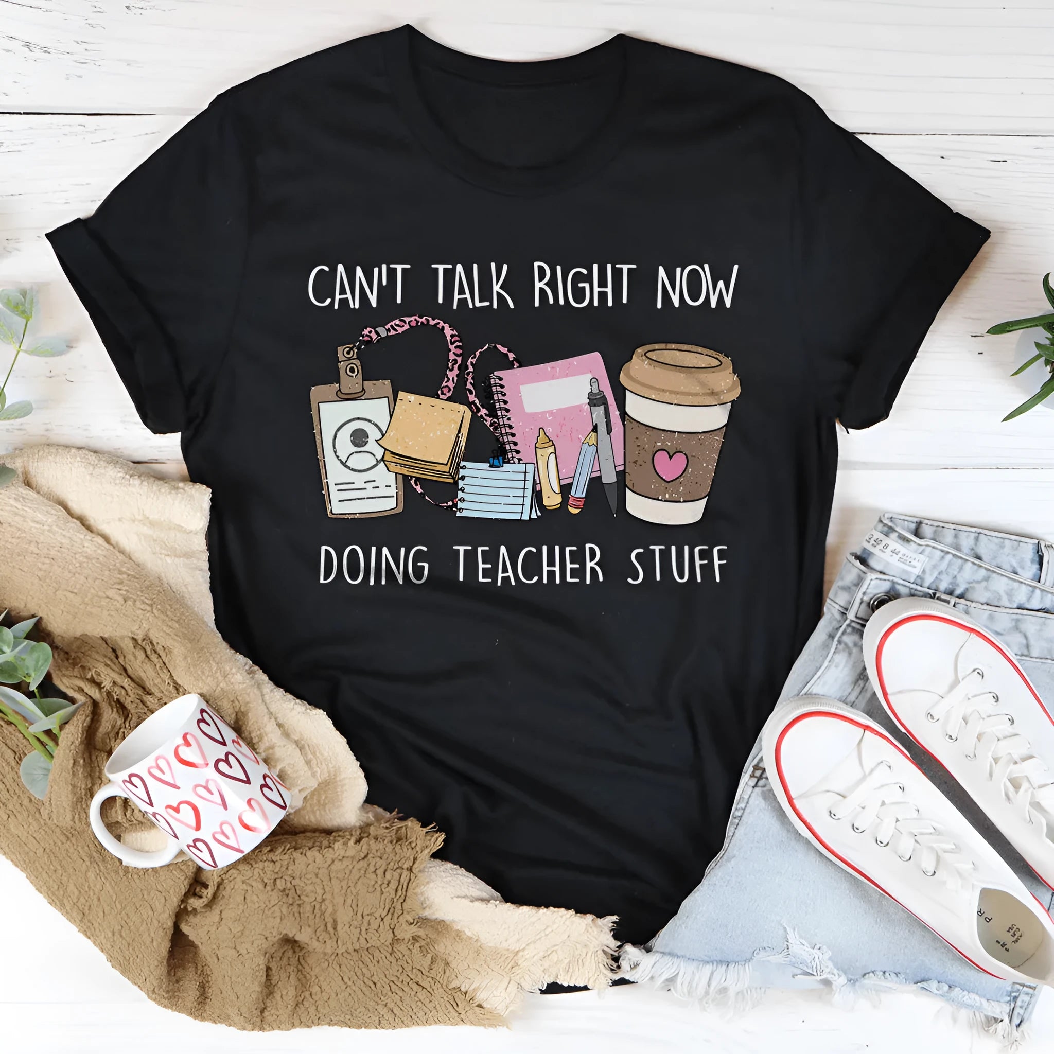 Black loose fit cotton t-shirt with round neck and short sleeves for men and women