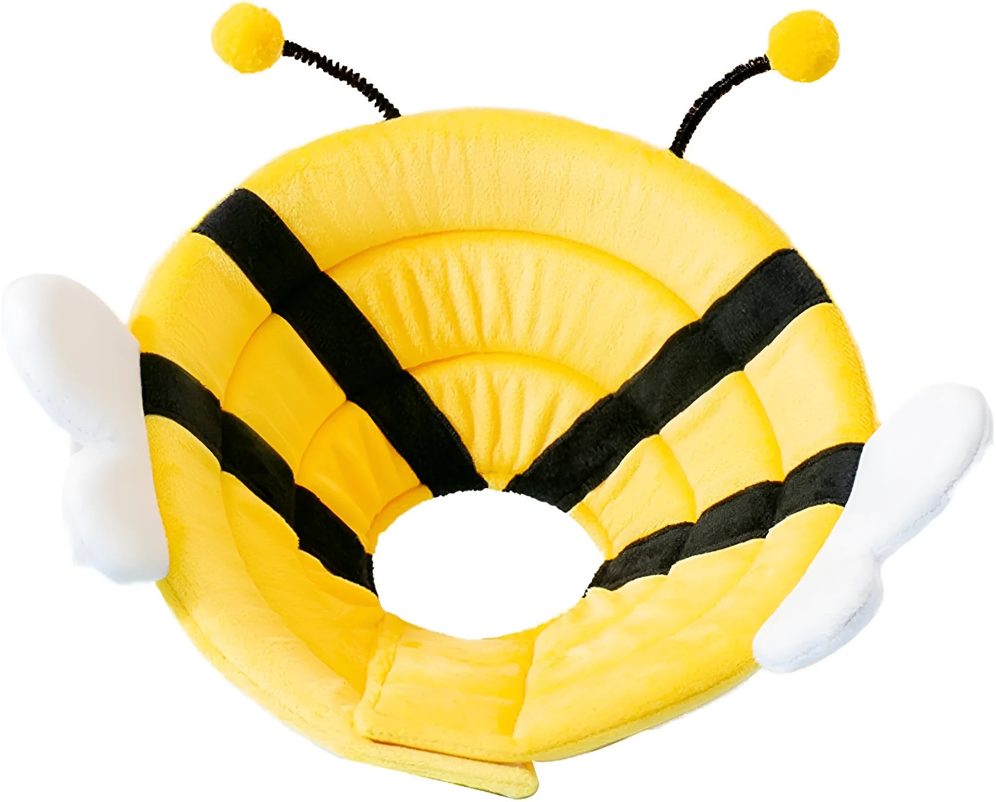 Soft cat cone collar with bee design and adjustable Velcro closure for pet recovery
