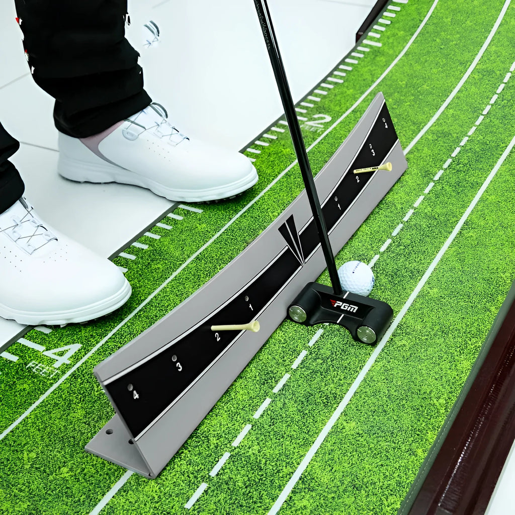Adjustable golf putter trajectory simulator with PVC construction and push rod balancer