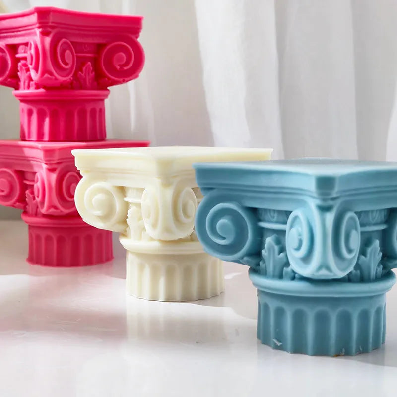 C271 specification Roman pillar silicone mould for candle making and crafting on a white background.