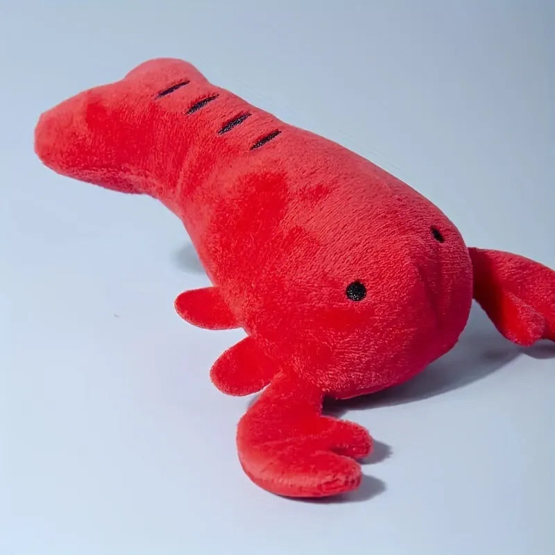 Red lobster stuffed dog toy with squeaker for small and medium breeds measuring 12.5 cm long