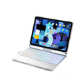 360-degree rotating Bluetooth keyboard with touch backlight for iPad in black, silver, or rose gold