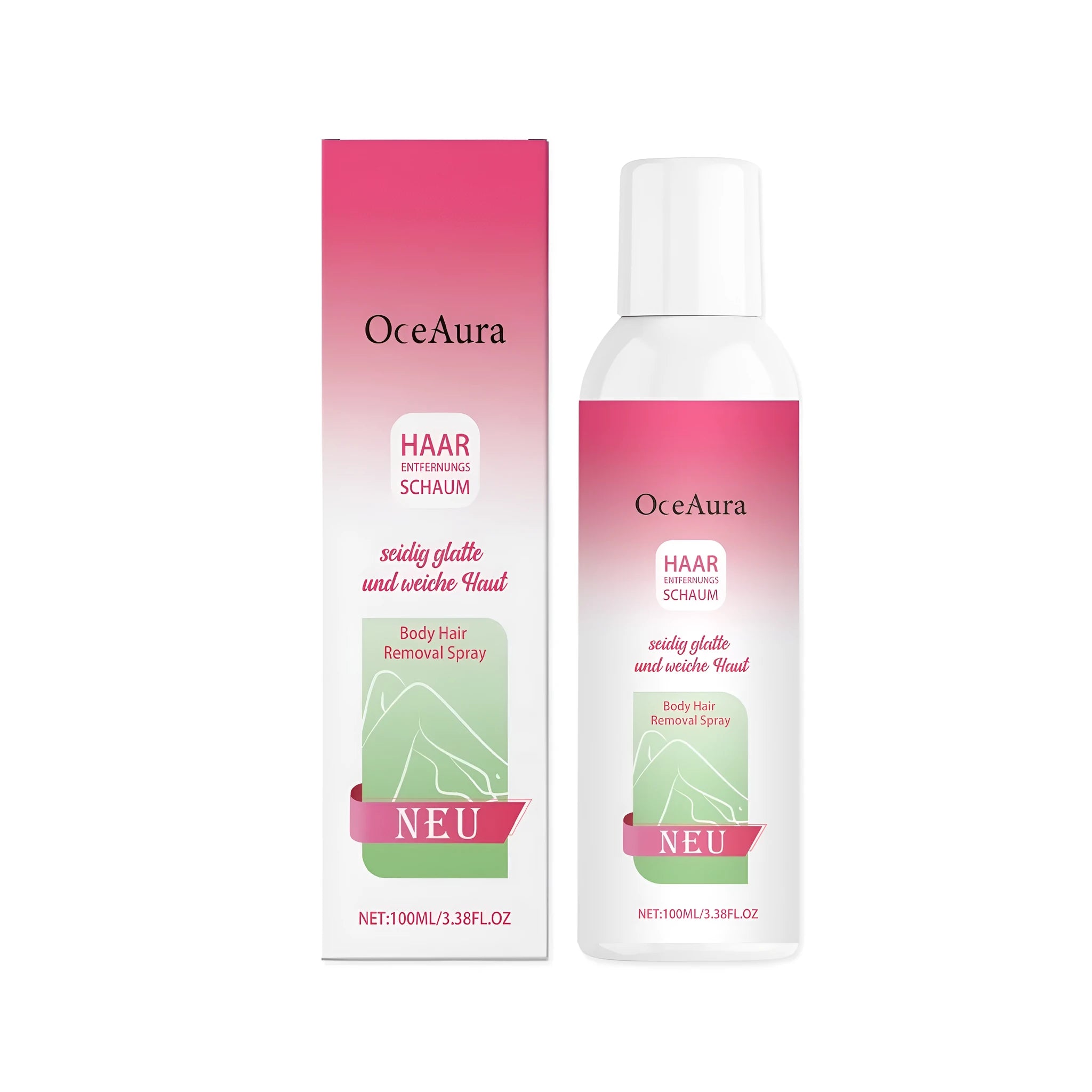 100ml plastic spray bottle of body hair removal depilatory liquid on a white background.