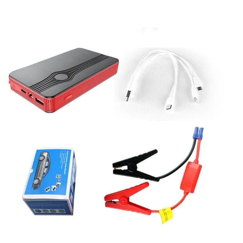 K4-E red automobile emergency starting power supply unit with data cable for jump-starting cars and charging phones