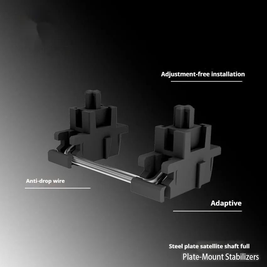 Mechanical keyboard keycap puller tool and satellite axis stabiliser set in black or milky white