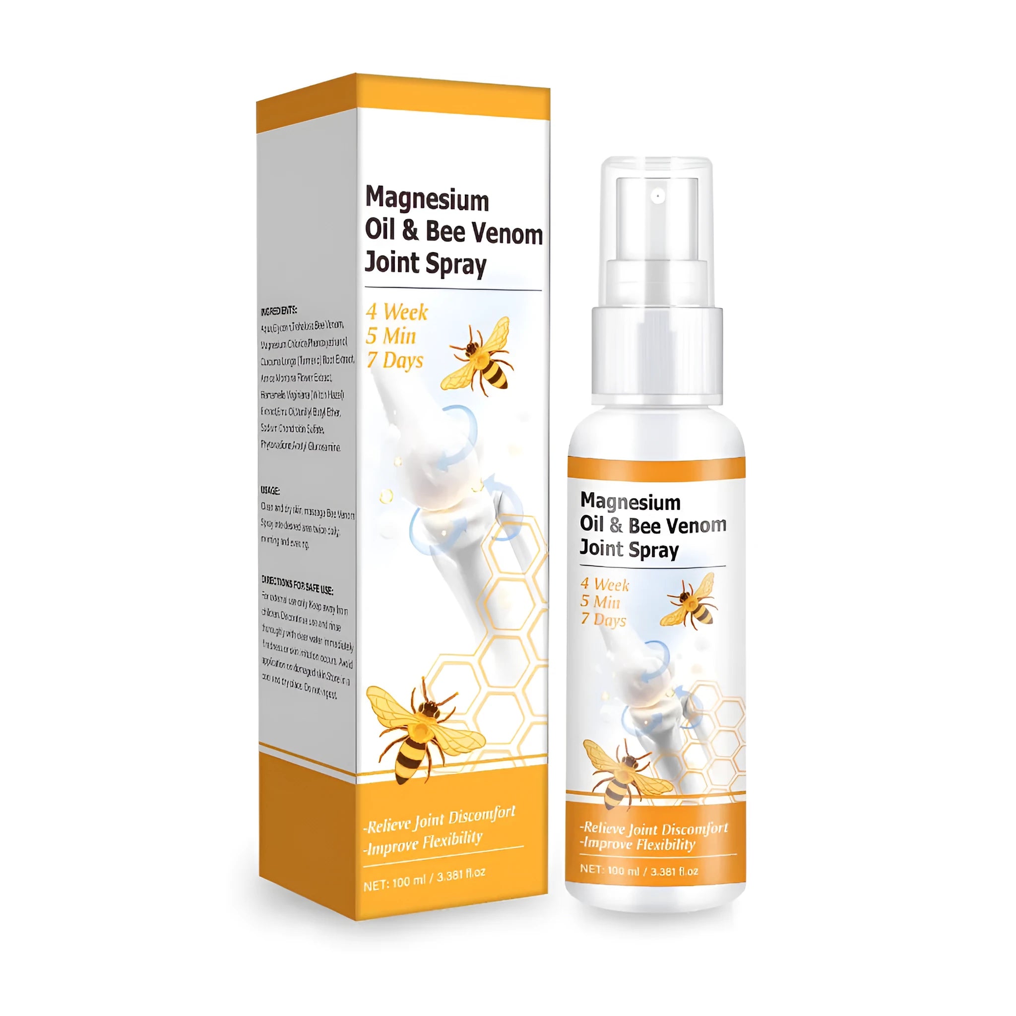 Magnesium Oil Bee Joint Spray Gel 100ml bottle with FPB011 applicator for joint care